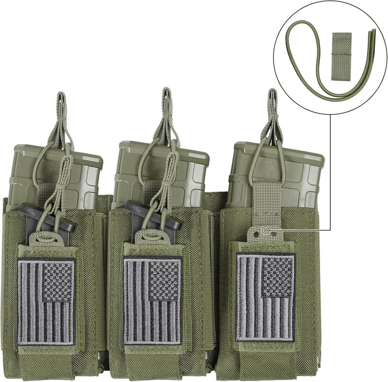 FRTKK حقيبة مجلات مولي مفتوحة من الأعلى مفردة/مزدوجة/ثلاثية لـ 5.56 مم M4 M16 AK AR Glock M1911 9 مم مع شارة علم الولايات المتحدة - Image 4
